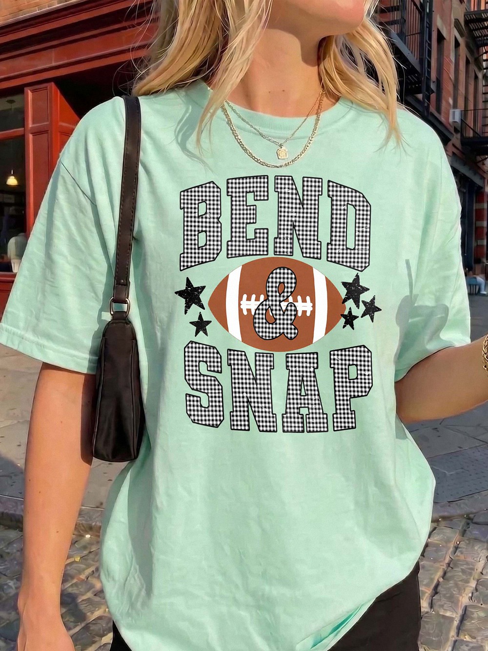 Bend and Snap Football Game Day Shirt - Checkered Graphic Tee