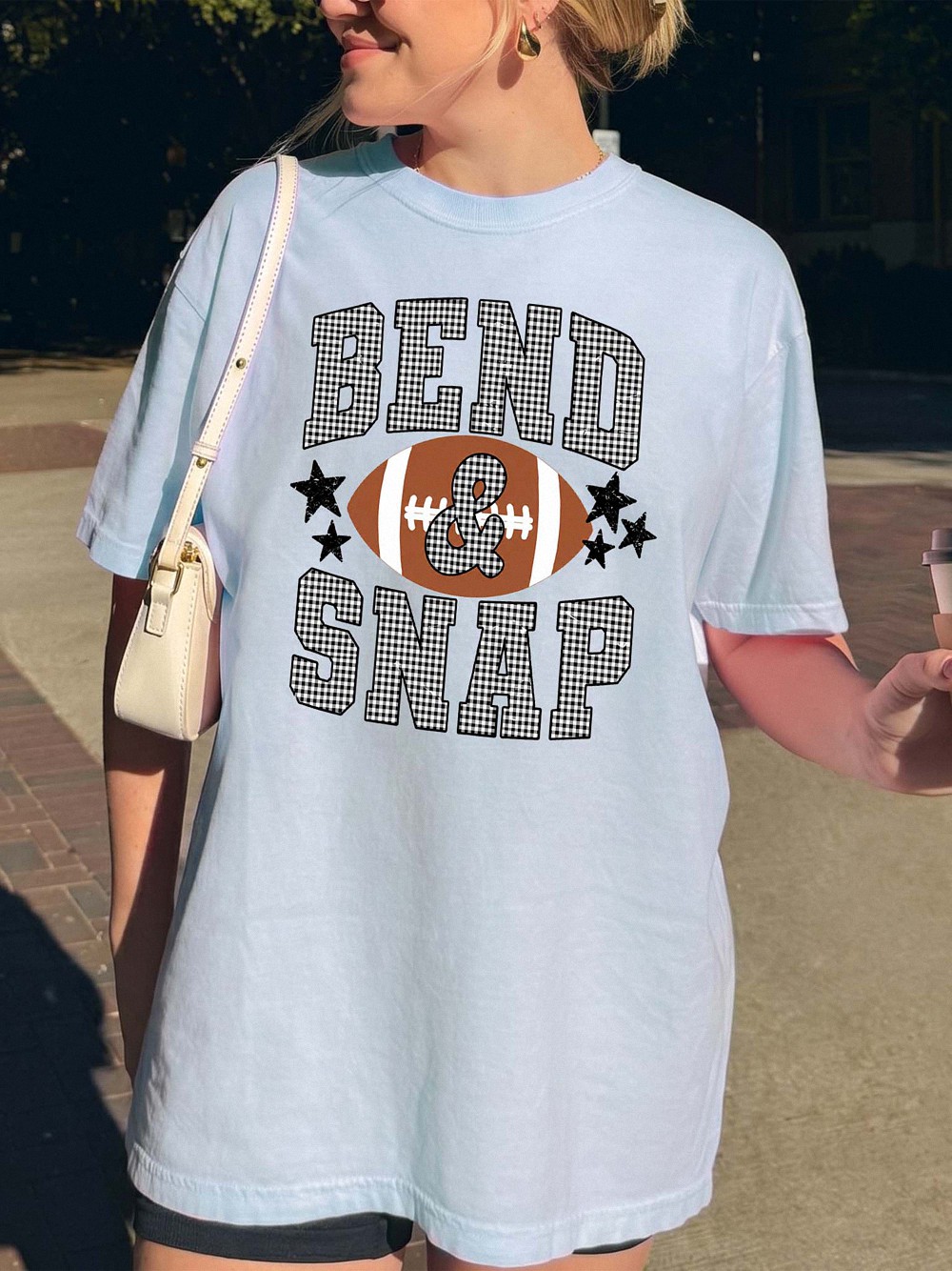 Bend and Snap Football Game Day Shirt - Checkered Graphic Tee