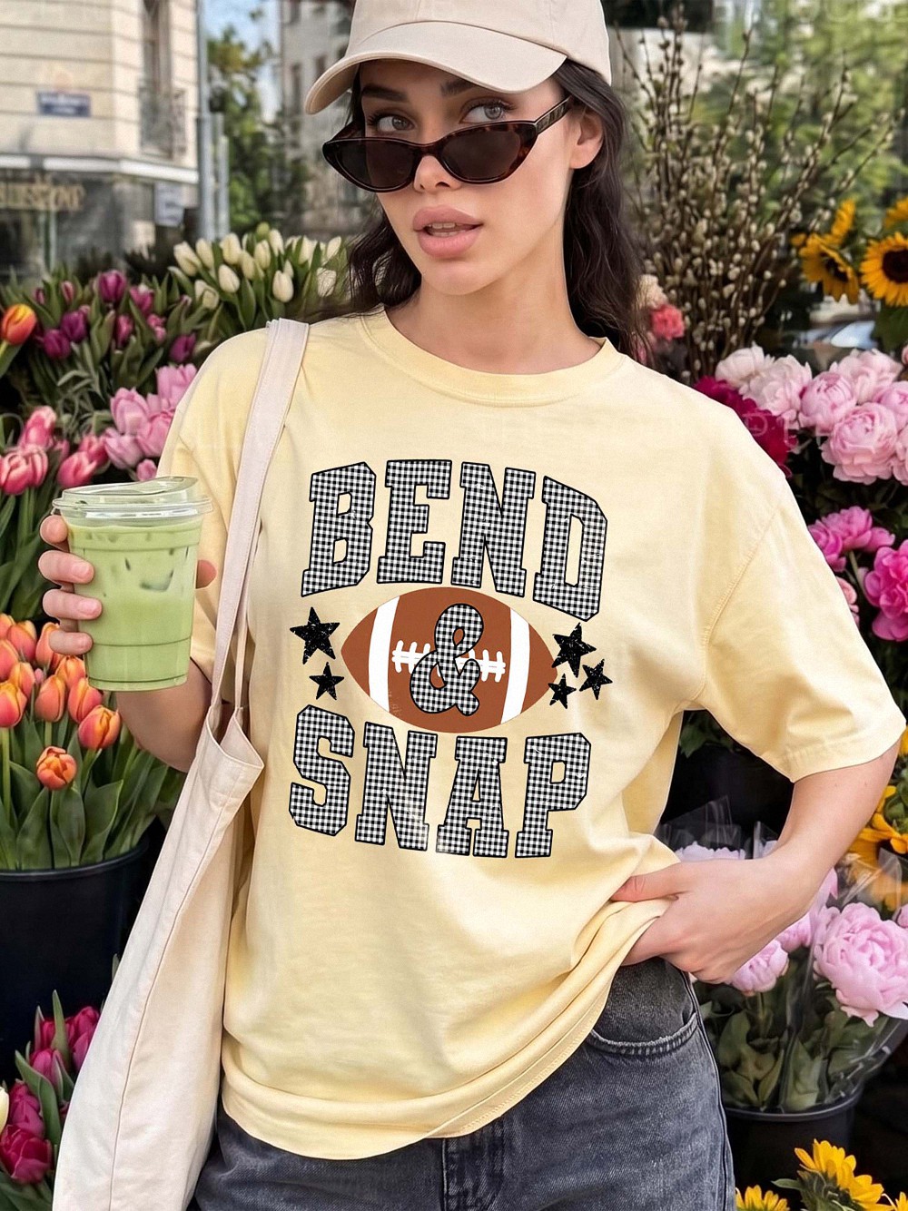 Bend and Snap Football Game Day Shirt - Checkered Graphic Tee