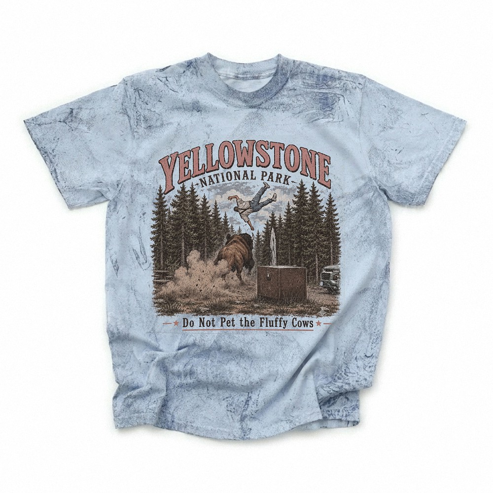 Yellowstone National Park Do Not Pet The Fluffy Cows Meme Vintage Tee