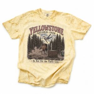 Yellowstone National Park Do Not Pet The Fluffy Cows Meme Vintage Tee
