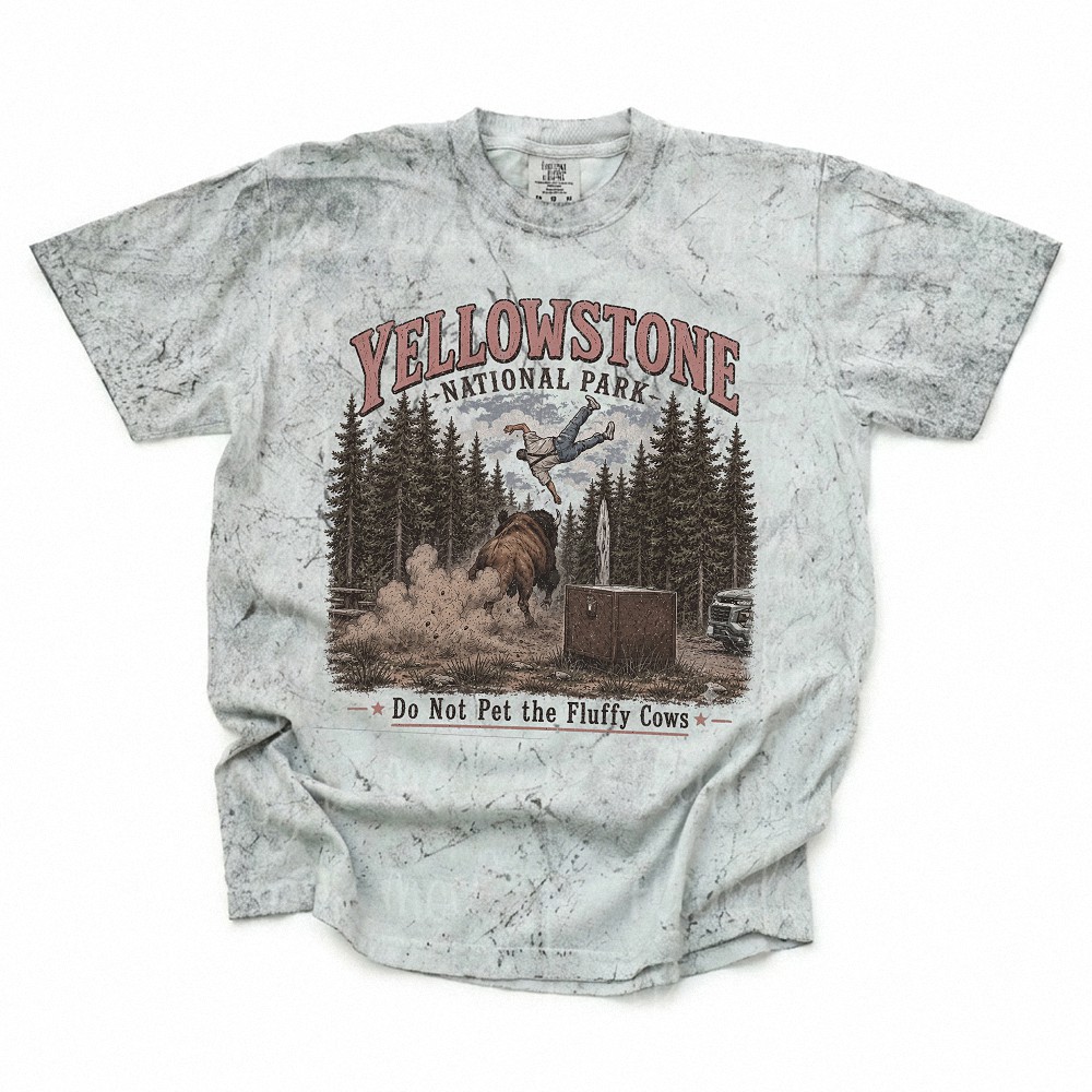 Yellowstone National Park Do Not Pet The Fluffy Cows Meme Vintage Tee