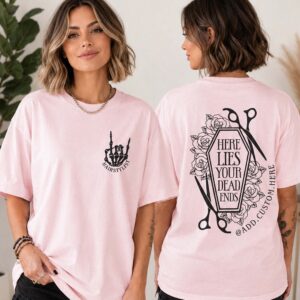 Custom Hairstylist Shirt: Spooky Skeleton Dead Ends Tee