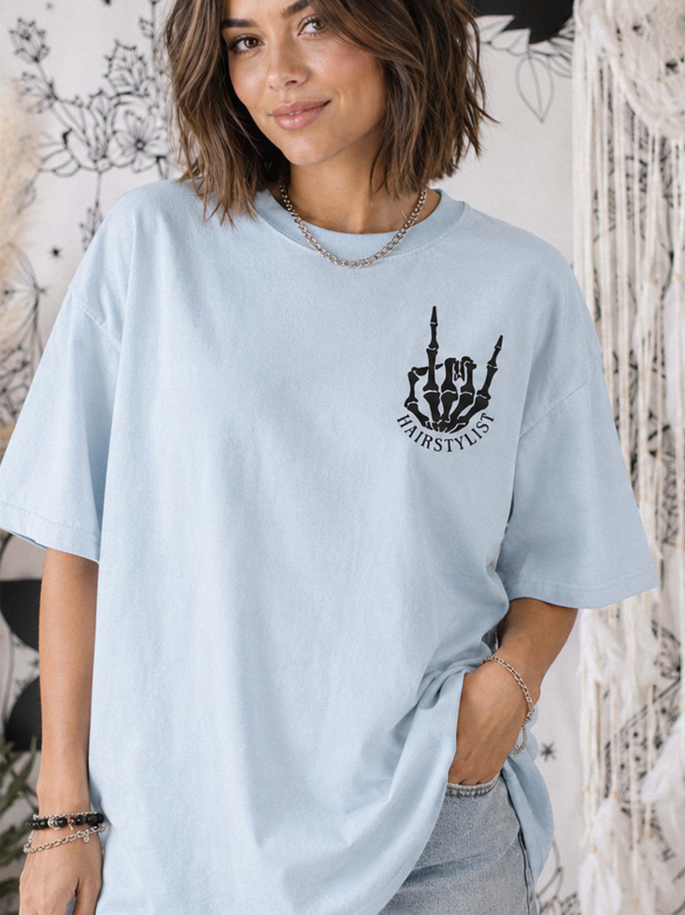 Custom Hairstylist Shirt: Spooky Skeleton Dead Ends Tee