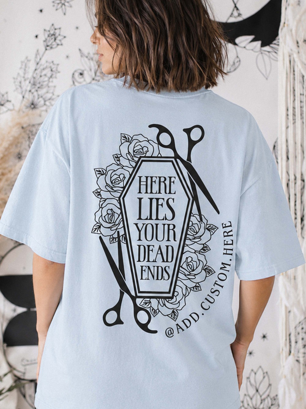 Custom Hairstylist Shirt: Spooky Skeleton Dead Ends Tee