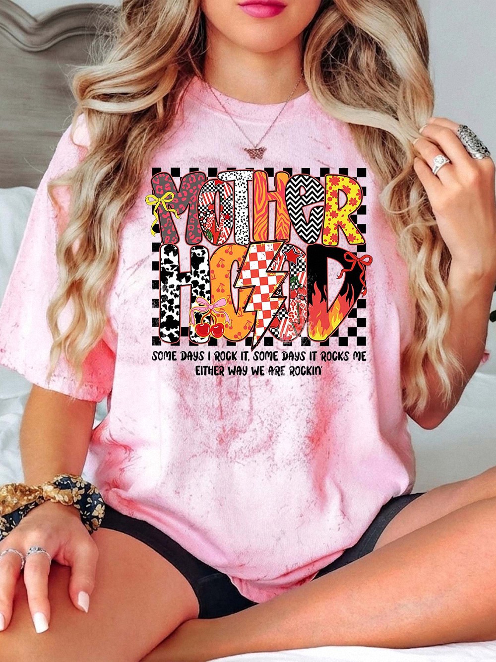 Retro Motherhood Some Days I Rock It Shirt Funny Mom Graphic Tee