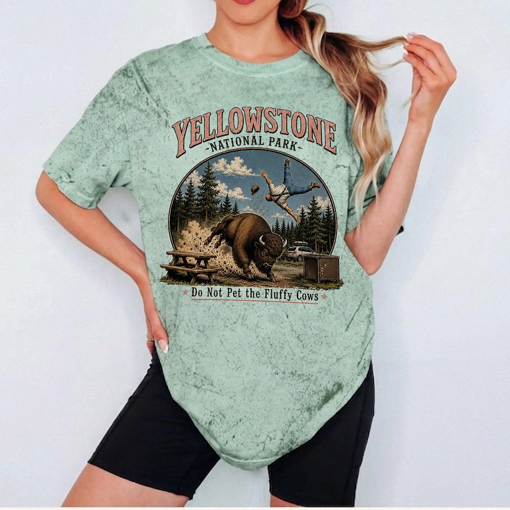 Yellowstone Do Not Pet The Fluffy Cows Funny Bison Tee RFWUIHVG