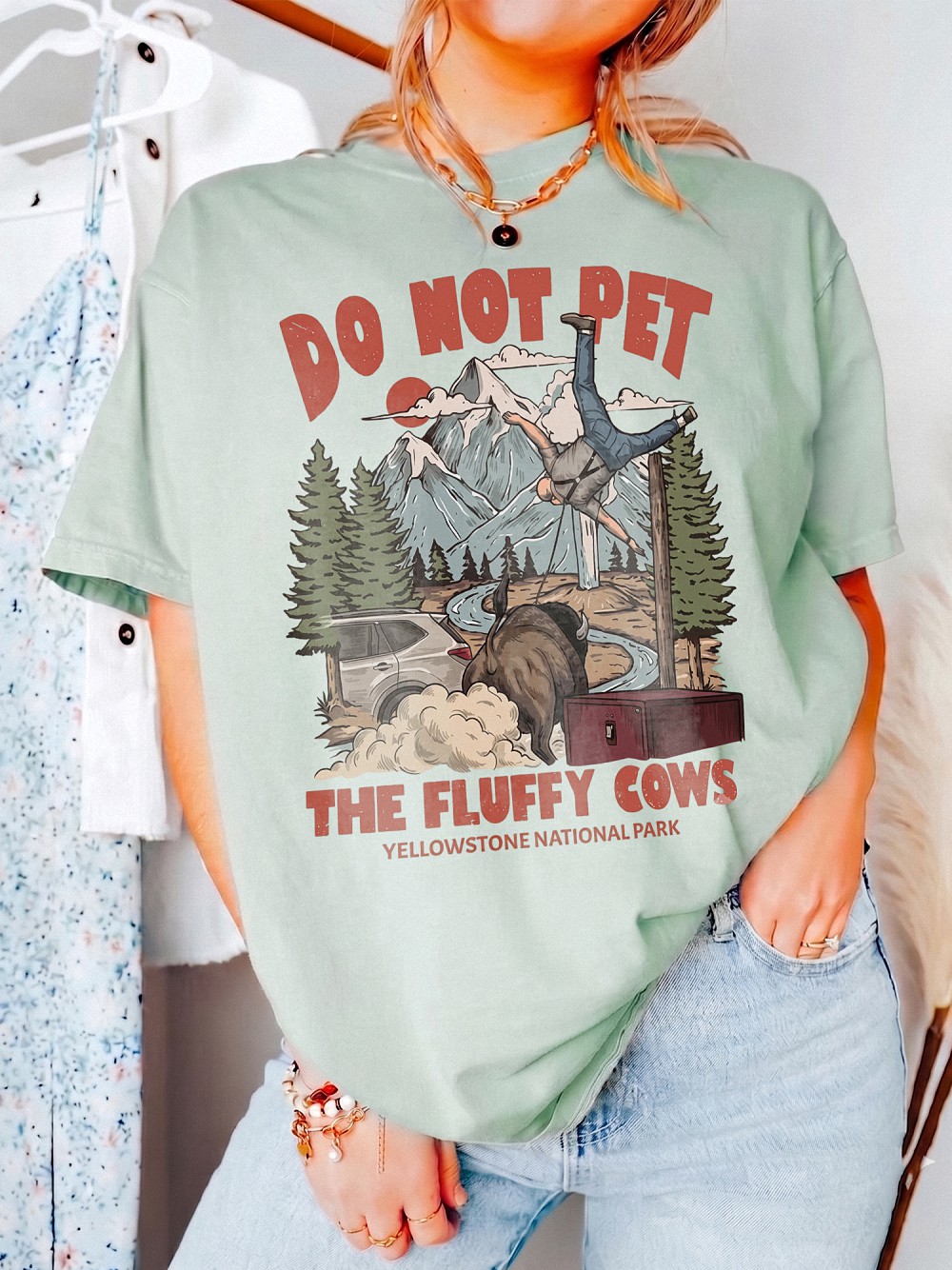Do Not Pet The Fluffy Cows Yellowstone National Park Bison Shirt
