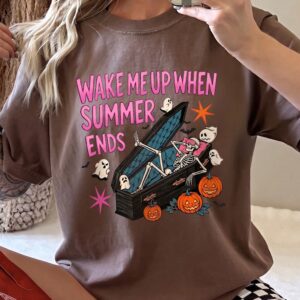 Wake Me Up When Summer Ends Skeleton Shirt - Spooky Halloween Tee