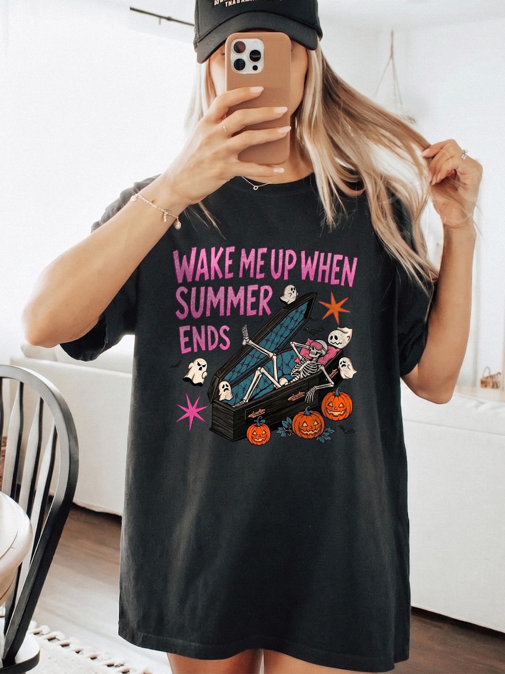 Wake Me Up When Summer Ends Skeleton Shirt - Spooky Halloween Tee
