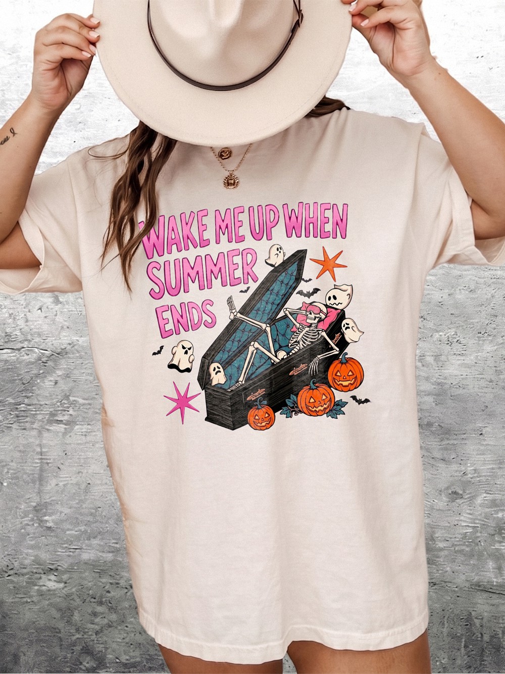 Wake Me Up When Summer Ends Skeleton Shirt - Spooky Halloween Tee