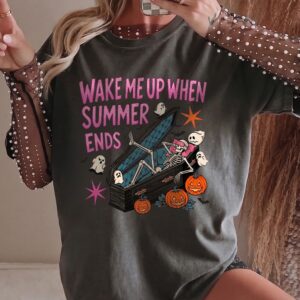 Wake Me Up When Summer Ends Skeleton Shirt - Spooky Halloween Tee
