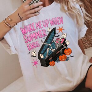 Wake Me Up When Summer Ends Skeleton Shirt - Spooky Halloween Tee