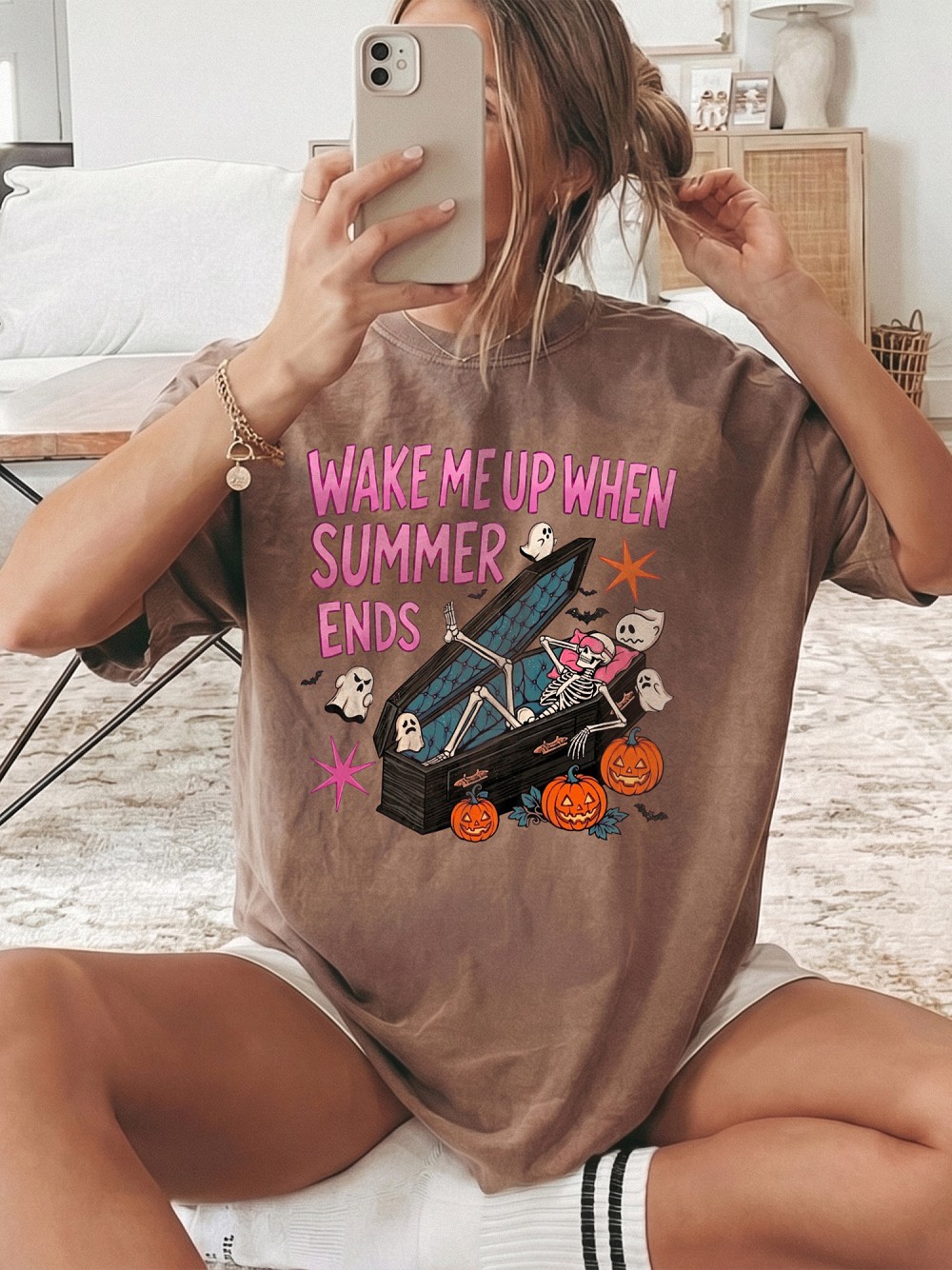 Wake Me Up When Summer Ends Skeleton Shirt - Spooky Halloween Tee