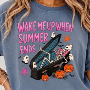Wake Me Up When Summer Ends Skeleton Shirt - Spooky Halloween Tee