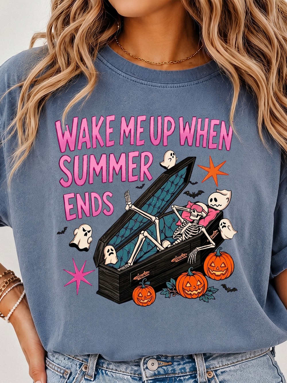 Wake Me Up When Summer Ends Skeleton Shirt - Spooky Halloween Tee