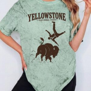 Vintage Yellowstone Bison Graphic Tee - Funny National Park Shirt