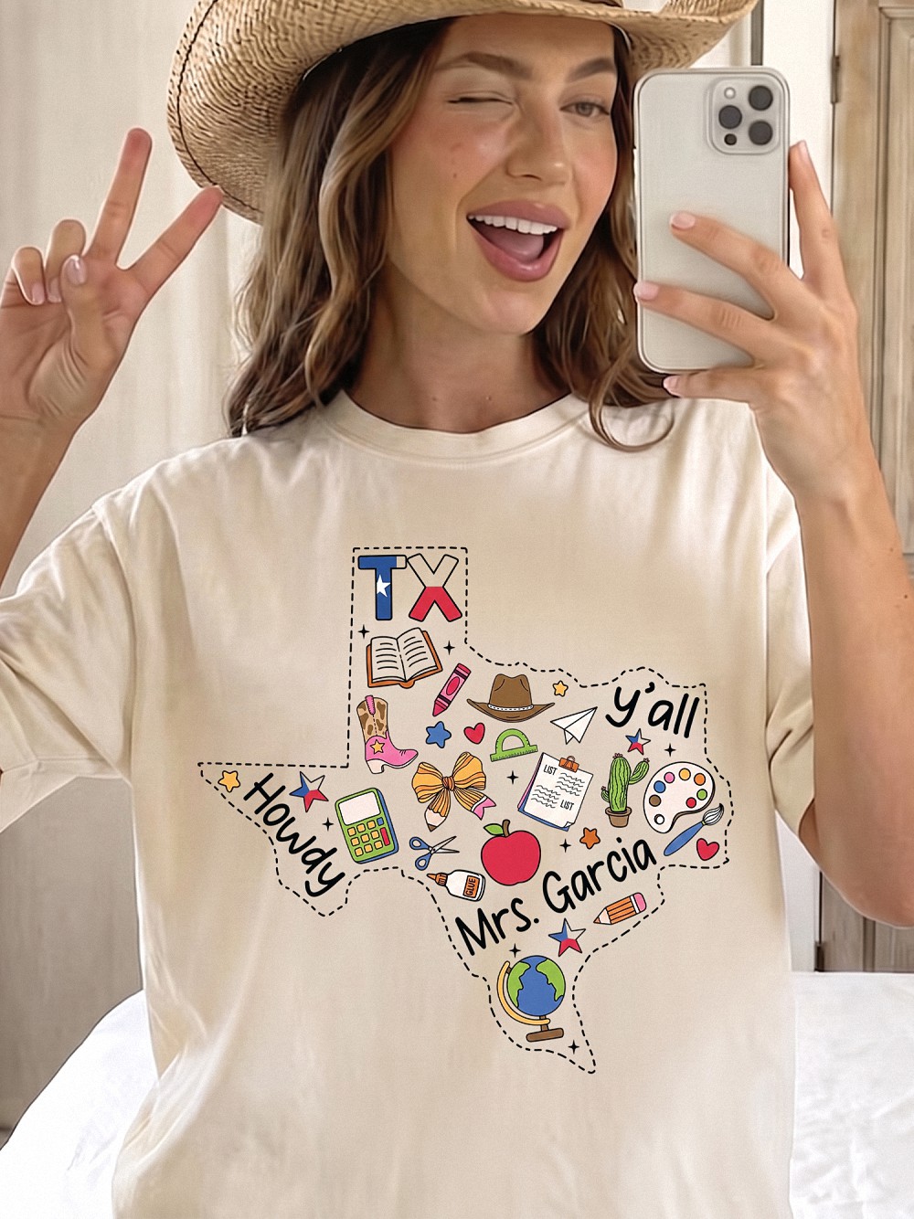 Custom Texas Teacher Shirt: Mrs. Garcia Howdy Y'all Graphic Tee