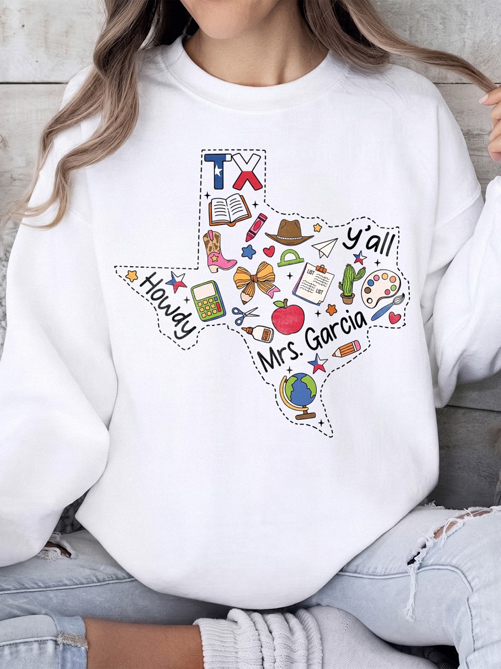 Custom Texas Teacher Shirt: Mrs. Garcia Howdy Y'all Graphic Tee