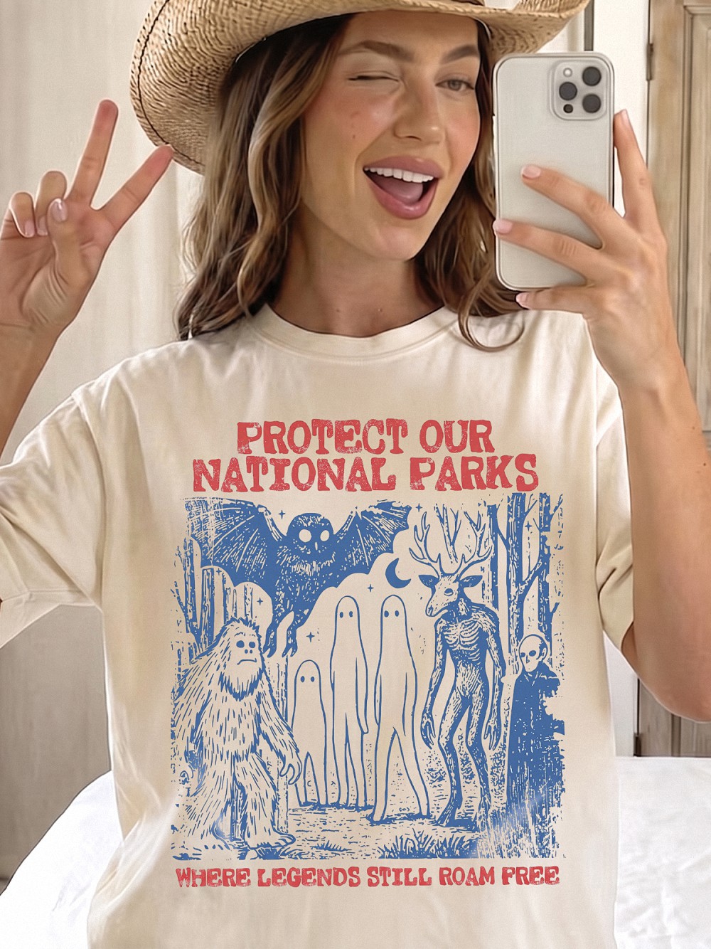 Protect Our National Parks Bigfoot & Mothman Cryptid T-Shirt