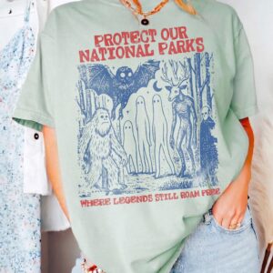 Protect Our National Parks Bigfoot & Mothman Cryptid T-Shirt