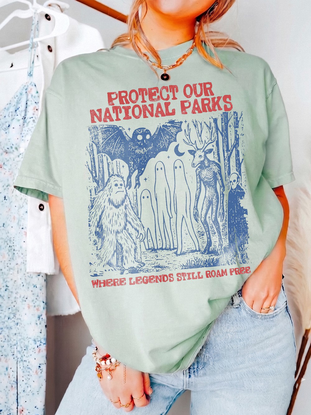 Protect Our National Parks Bigfoot & Mothman Cryptid T-Shirt
