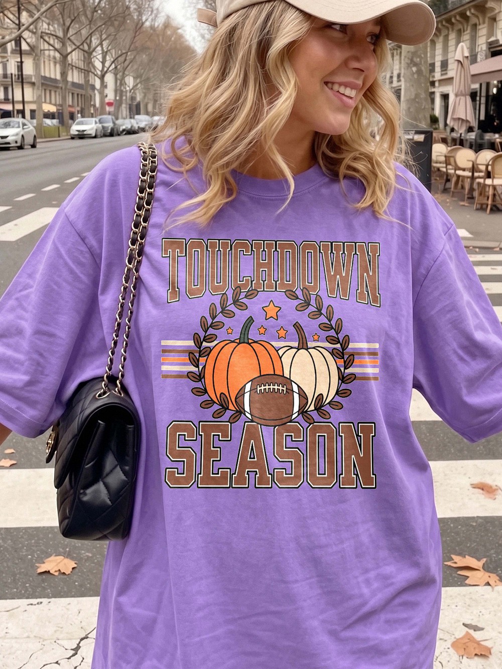 apdmcxqh Touchdown Season Fall Football Graphic Tee