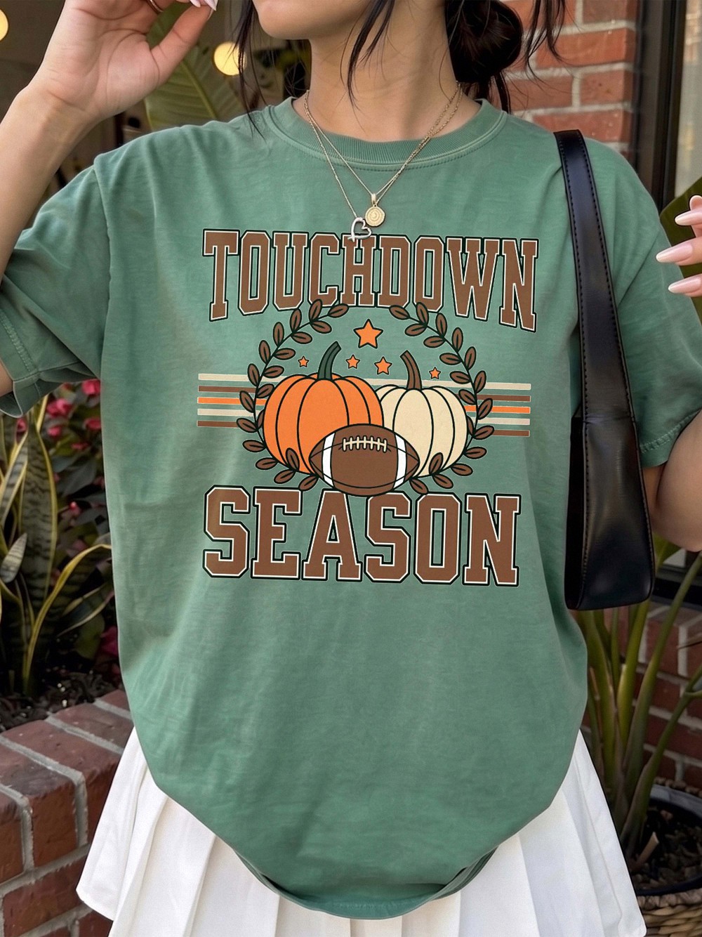 apdmcxqh Touchdown Season Fall Football Graphic Tee