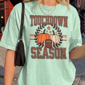 apdmcxqh Touchdown Season Fall Football Graphic Tee