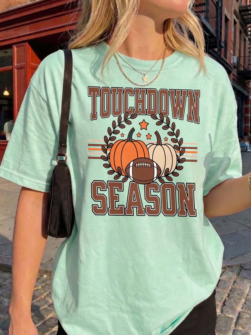 apdmcxqh Touchdown Season Fall Football Graphic Tee