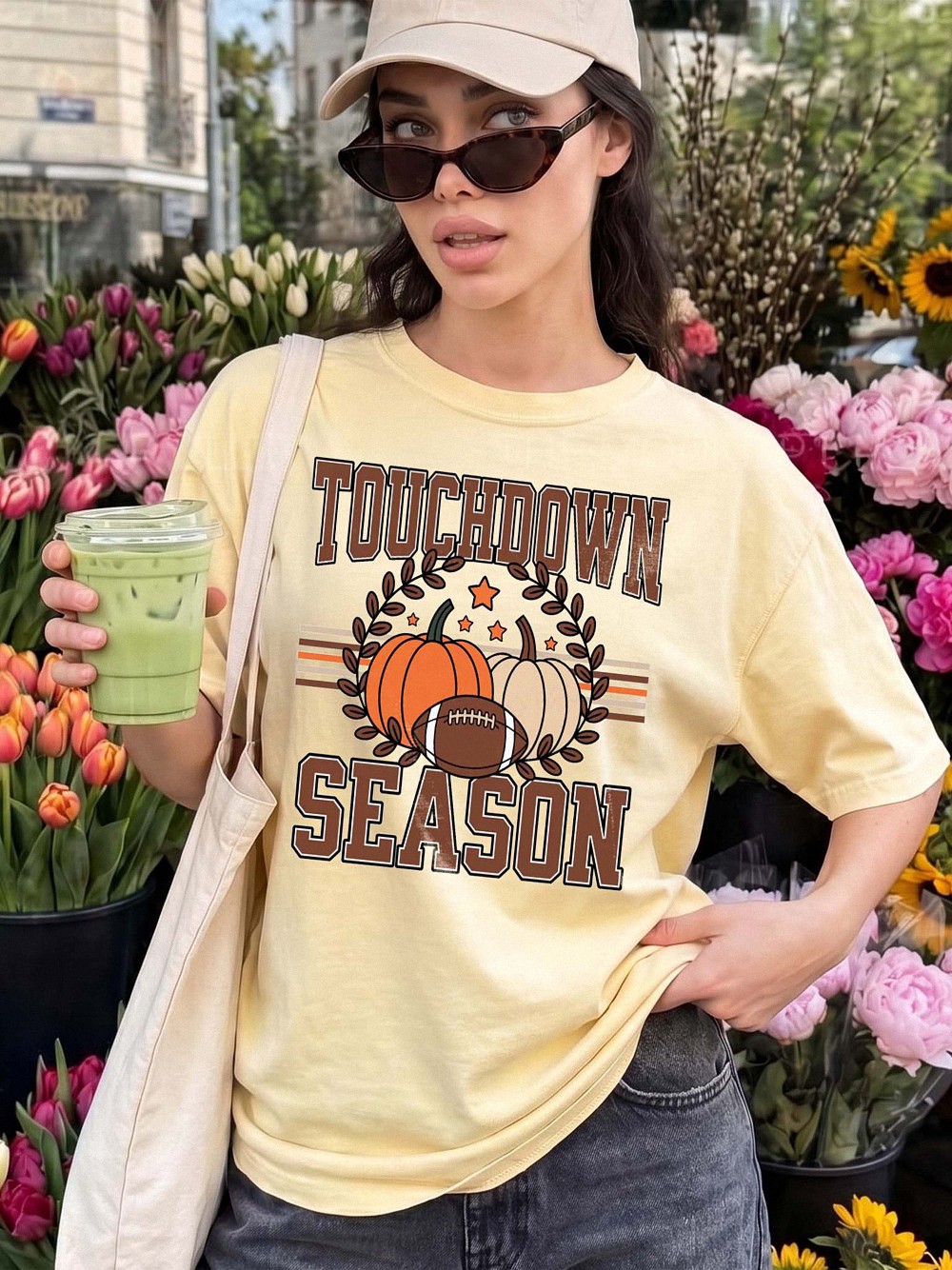 apdmcxqh Touchdown Season Fall Football Graphic Tee