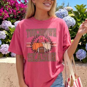 apdmcxqh Touchdown Season Fall Football Graphic Tee