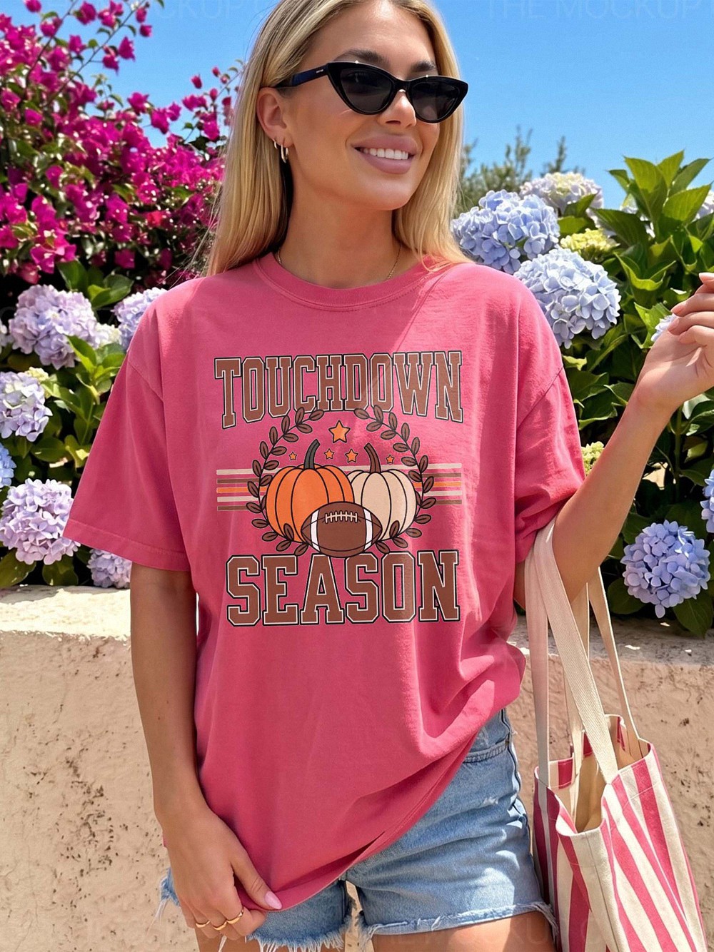 apdmcxqh Touchdown Season Fall Football Graphic Tee