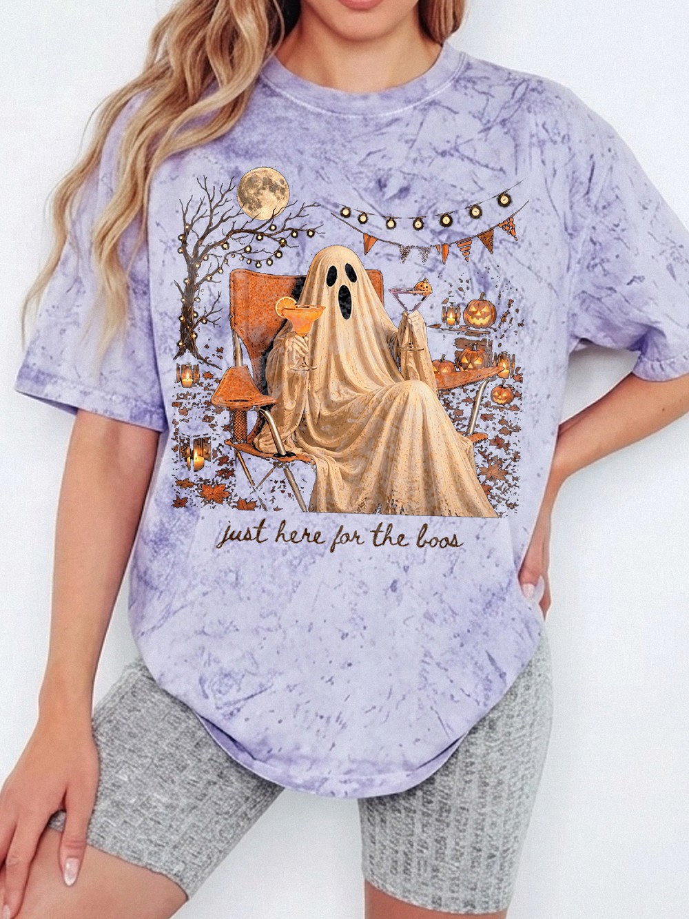 Cwarfota Just Here For The Boos Ghost Shirt Funny Halloween Tee