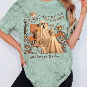 Cwarfota Just Here For The Boos Ghost Shirt Funny Halloween Tee
