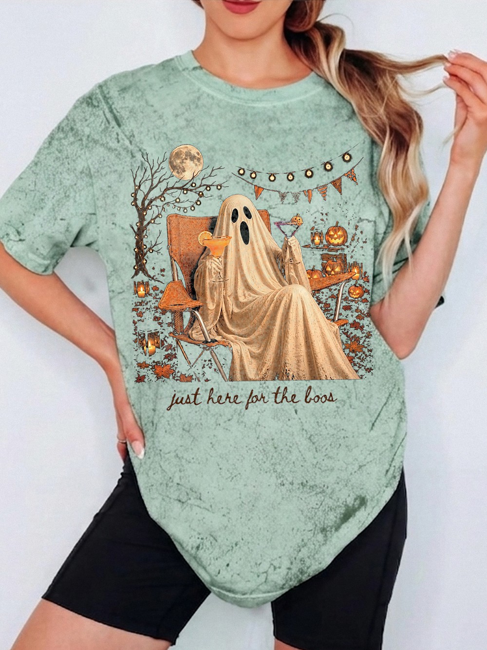 Cwarfota Just Here For The Boos Ghost Shirt Funny Halloween Tee