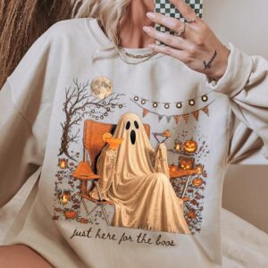 Cwarfota Just Here For The Boos Ghost Shirt Funny Halloween Tee