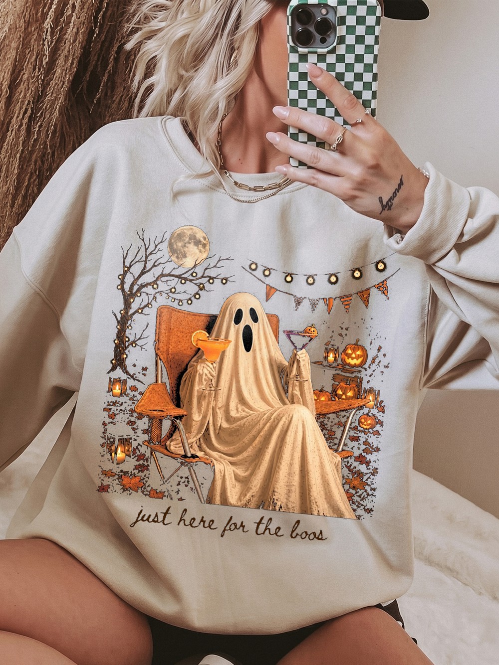 Cwarfota Just Here For The Boos Ghost Shirt Funny Halloween Tee