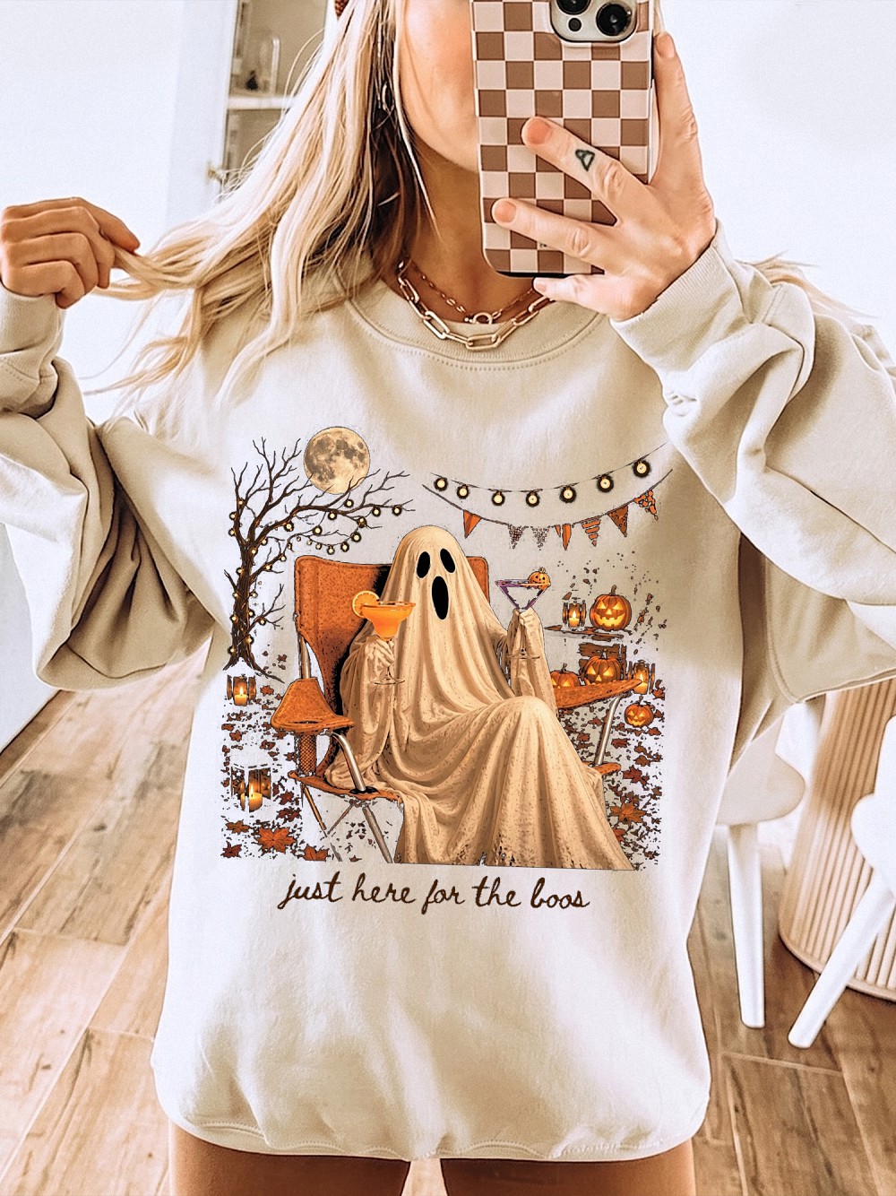 Cwarfota Just Here For The Boos Ghost Shirt Funny Halloween Tee