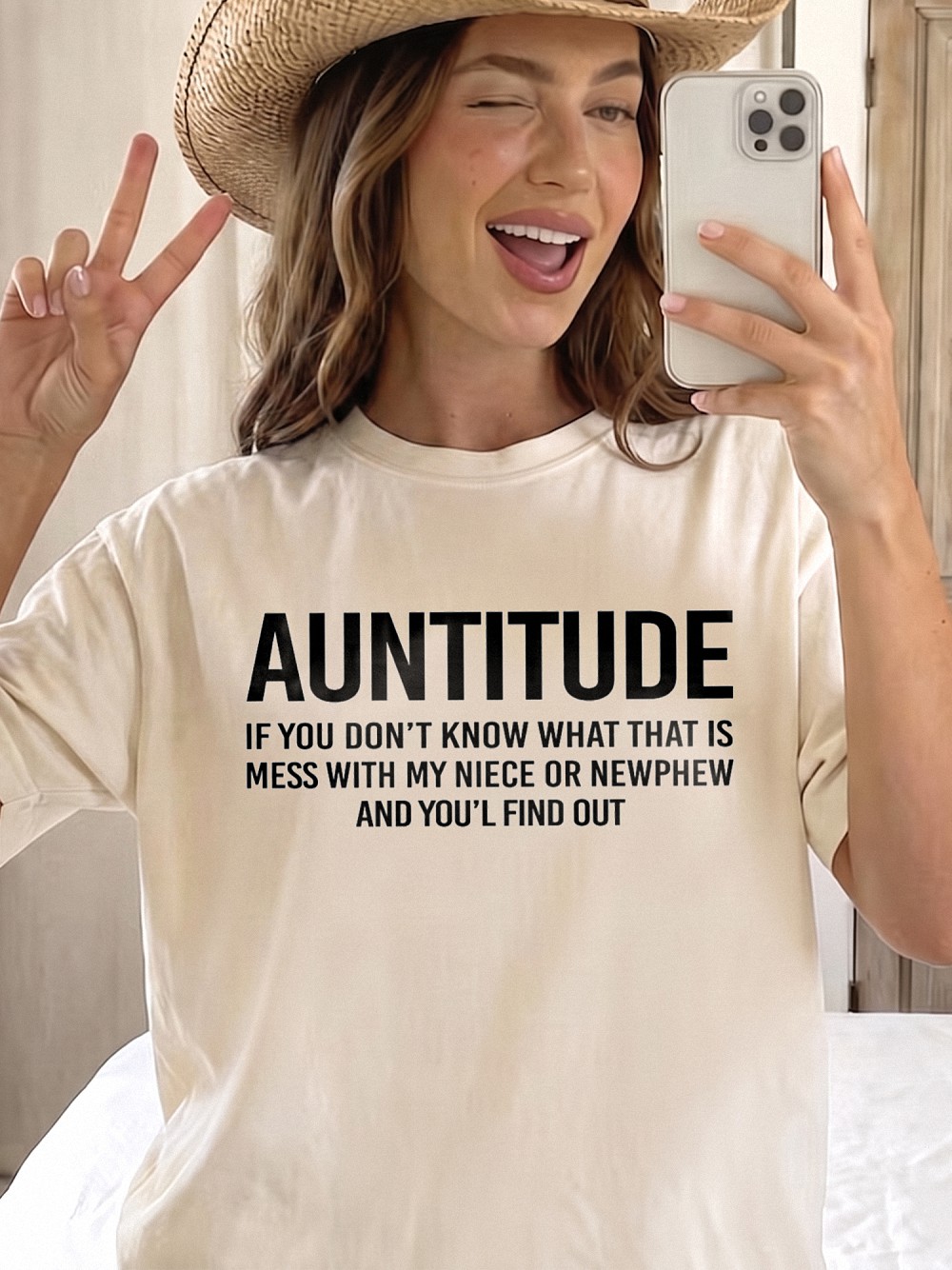 Auntitude Funny Aunt Shirt - Protective Auntie Gift Tee