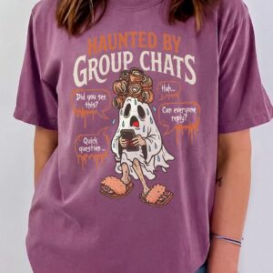 Haunted By Group Chats Oversized T-Shirt | Funny Ghost Graphic Tee