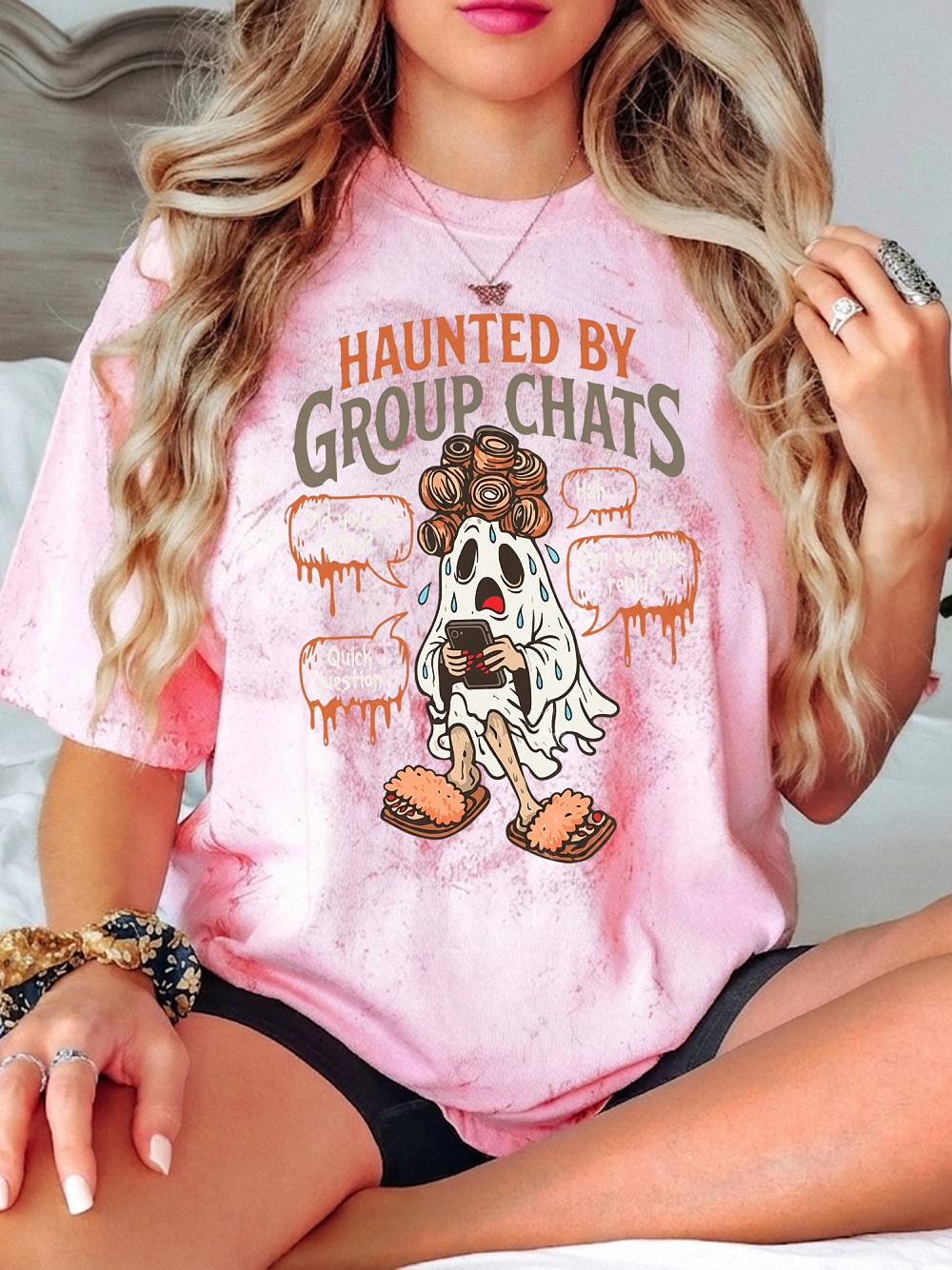 Haunted By Group Chats Oversized T-Shirt | Funny Ghost Graphic Tee