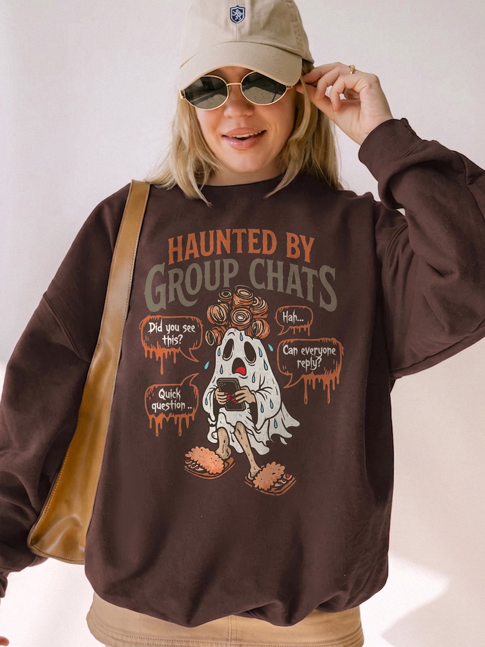 Haunted By Group Chats Oversized T-Shirt | Funny Ghost Graphic Tee