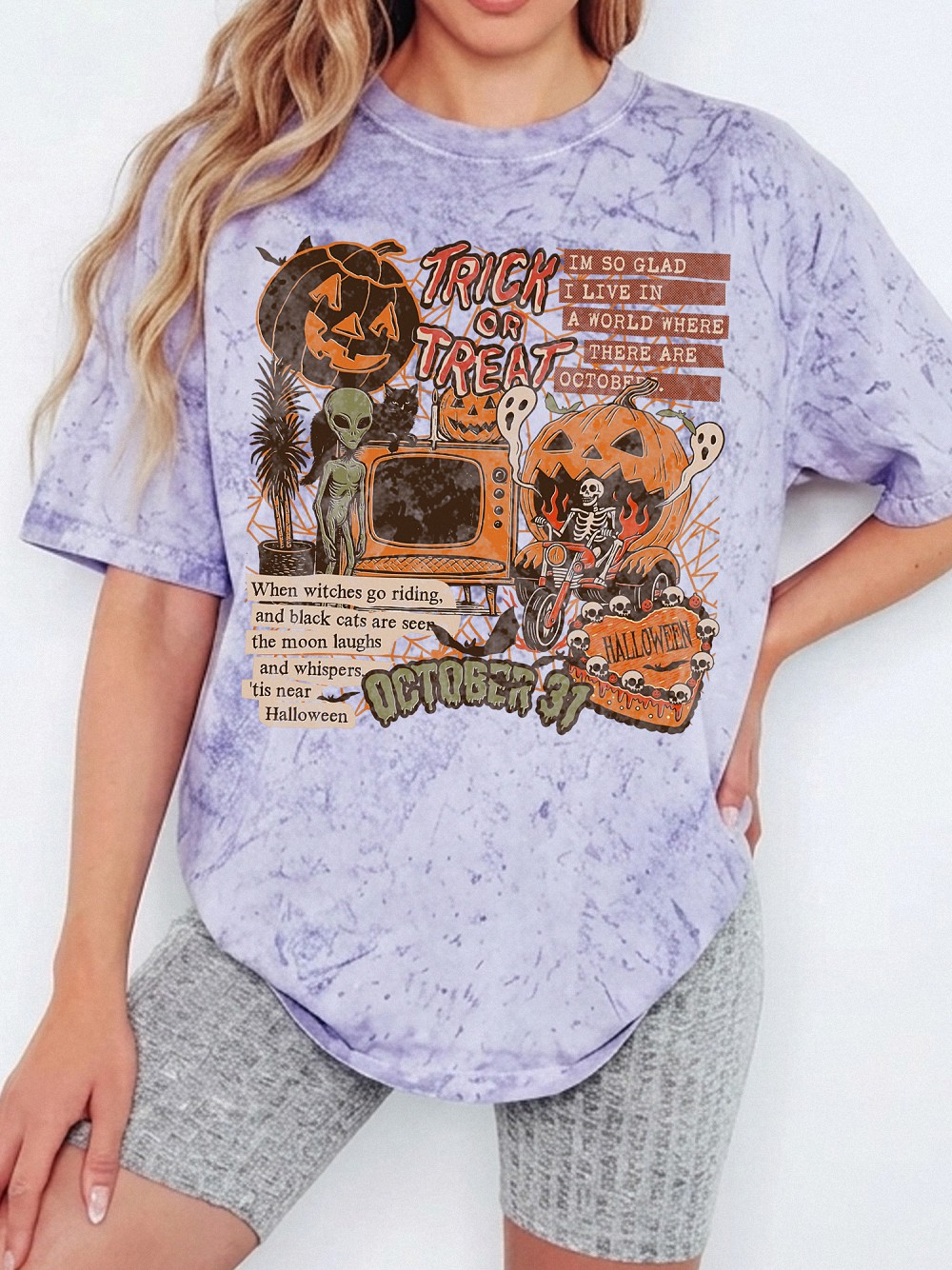 Vintage October 31 Spooky Season Graphic Tie-Dye Shirt