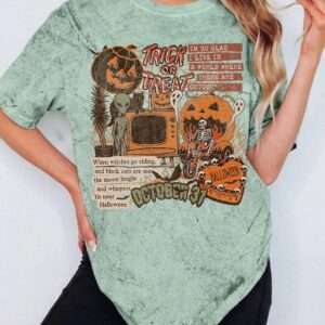 Vintage October 31 Spooky Season Graphic Tie-Dye Shirt