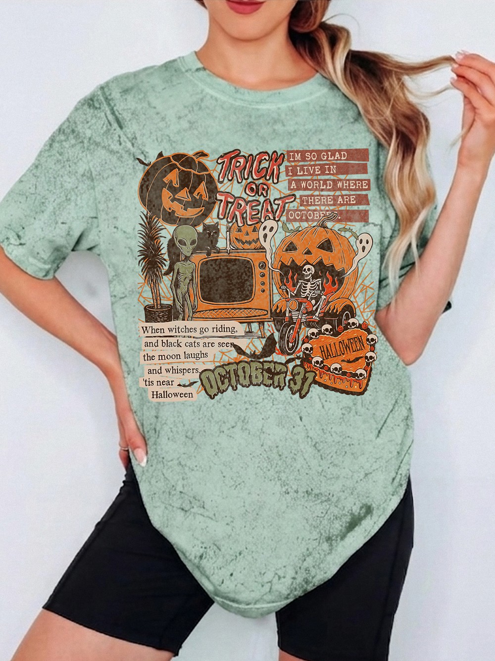 Vintage October 31 Spooky Season Graphic Tie-Dye Shirt