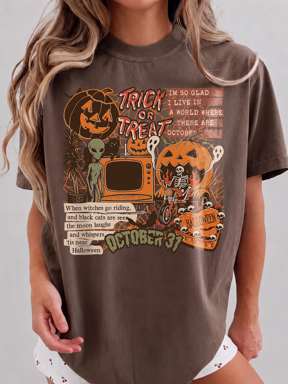 Vintage October 31 Spooky Season Graphic Tie-Dye Shirt