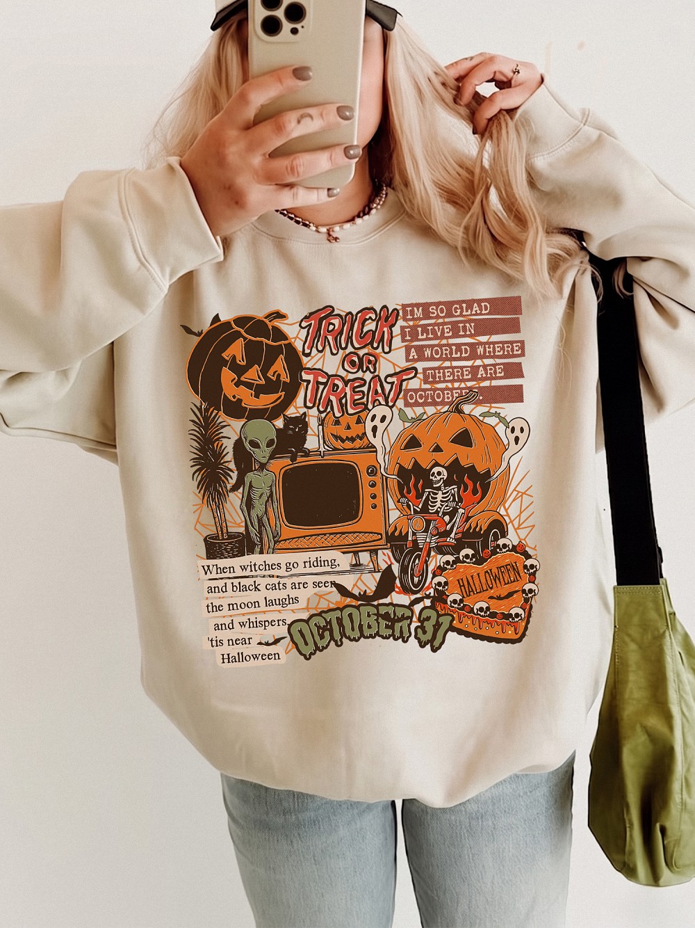 Vintage October 31 Spooky Season Graphic Tie-Dye Shirt