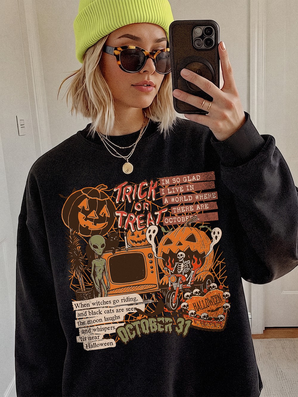 Vintage October 31 Spooky Season Graphic Tie-Dye Shirt