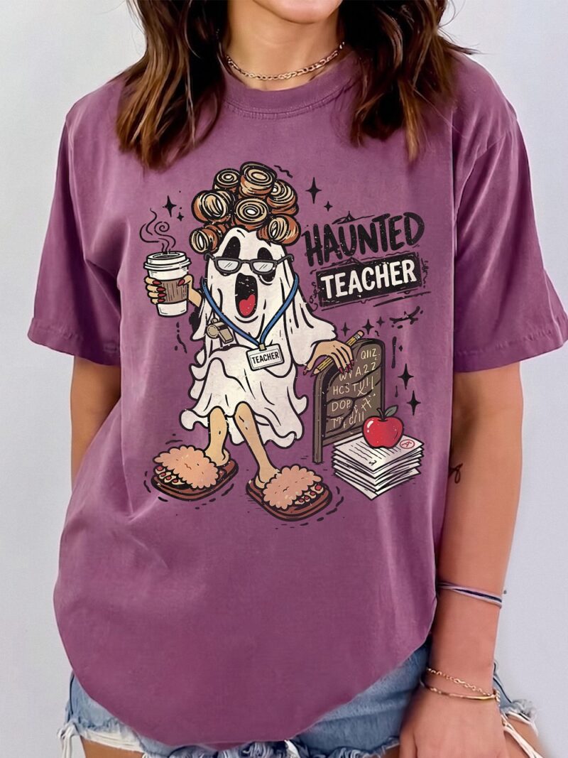Funny Haunted Teacher Ghost Halloween Shirt | Spooky Tie-Dye Graphic Tee
